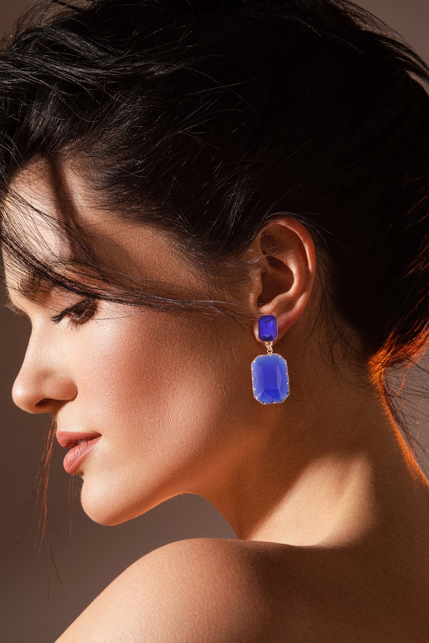 Royal Blue Crystal Drop Earrings - Amulya Gems
