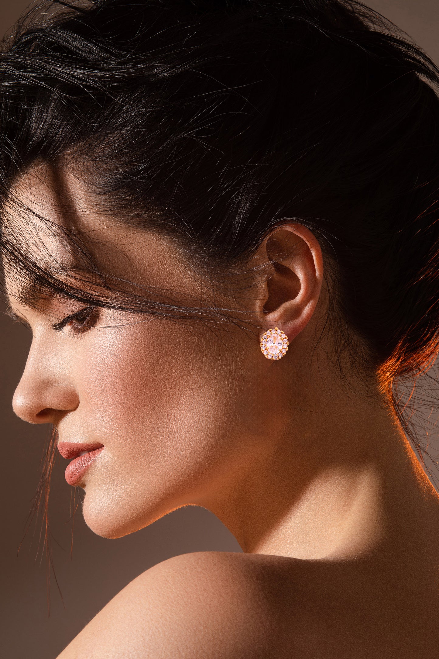 Radiant Halo Oval Stud Earrings - Amulya Gems