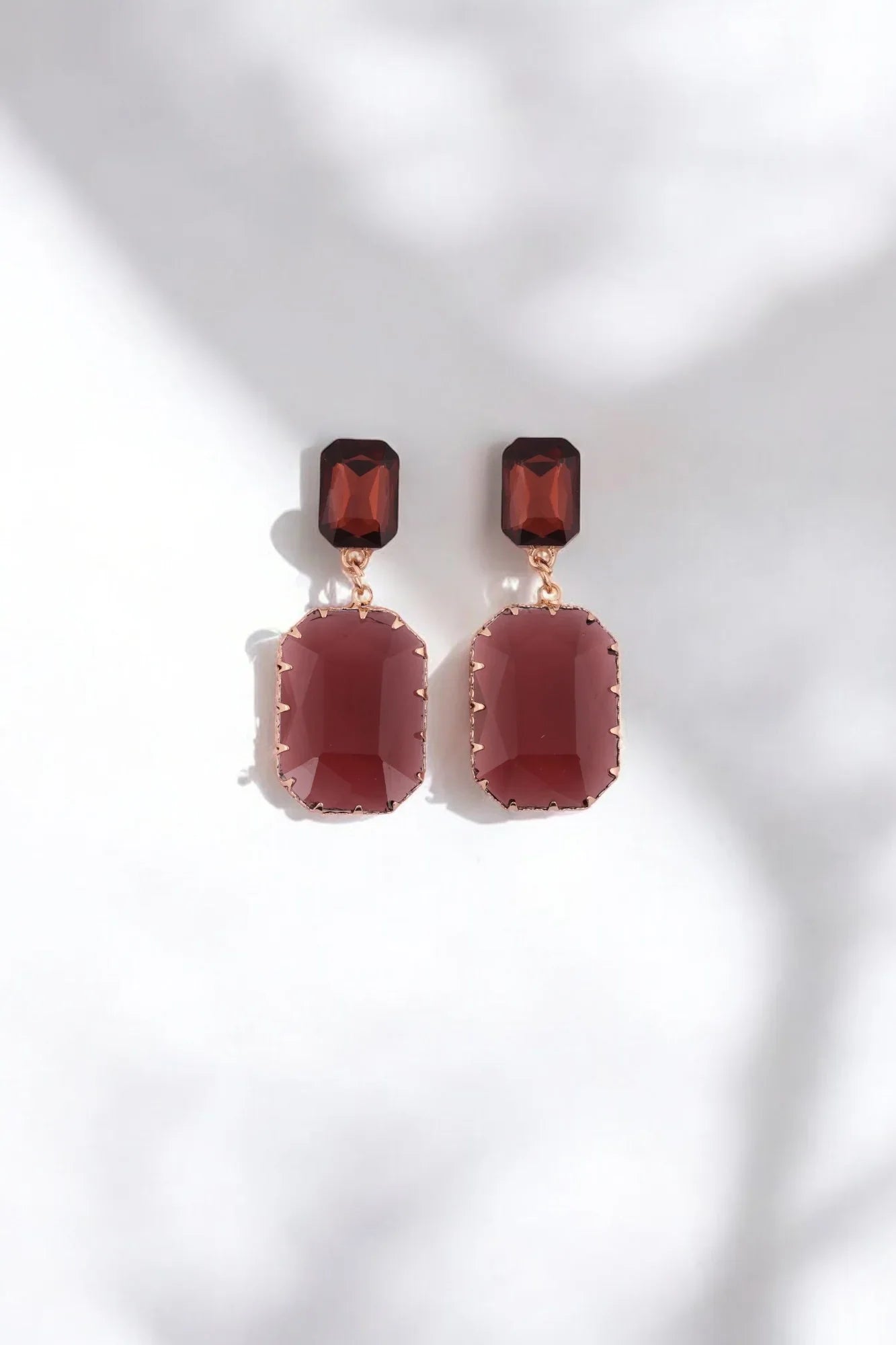 Elegant Purple Crystal Drop Earrings - Amulya Gems