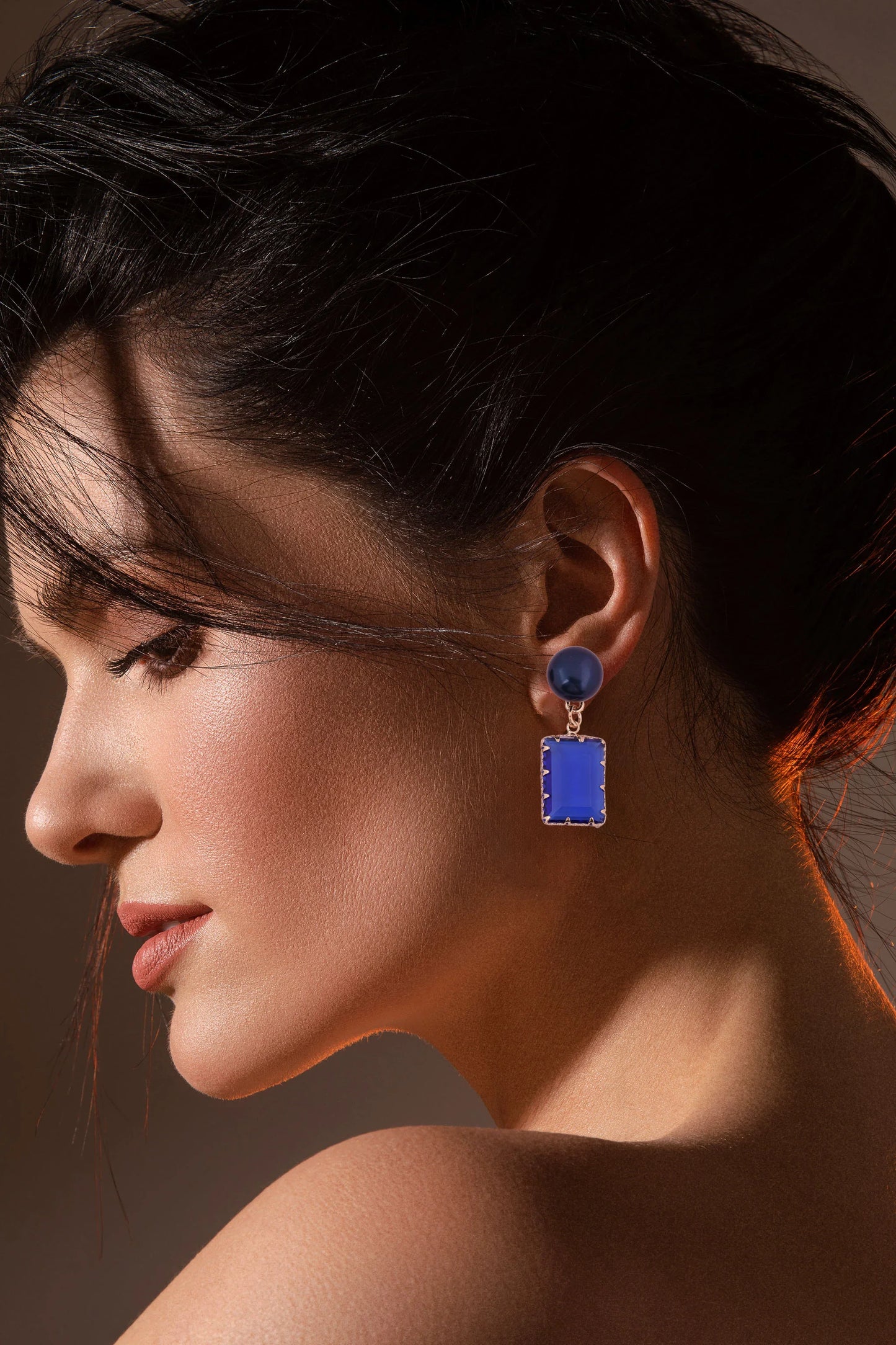 Royal Blue Elegance Peral Drop Earrings - Amulya Gems