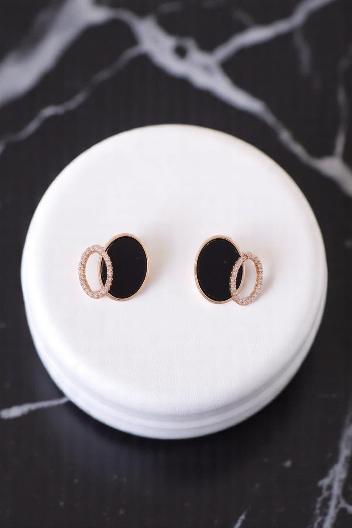 Eclipse Noir Stud Earrings - Amulya Gems