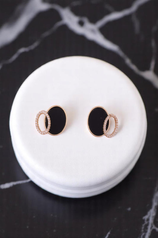 Eclipse Noir Stud Earrings - Amulya Gems