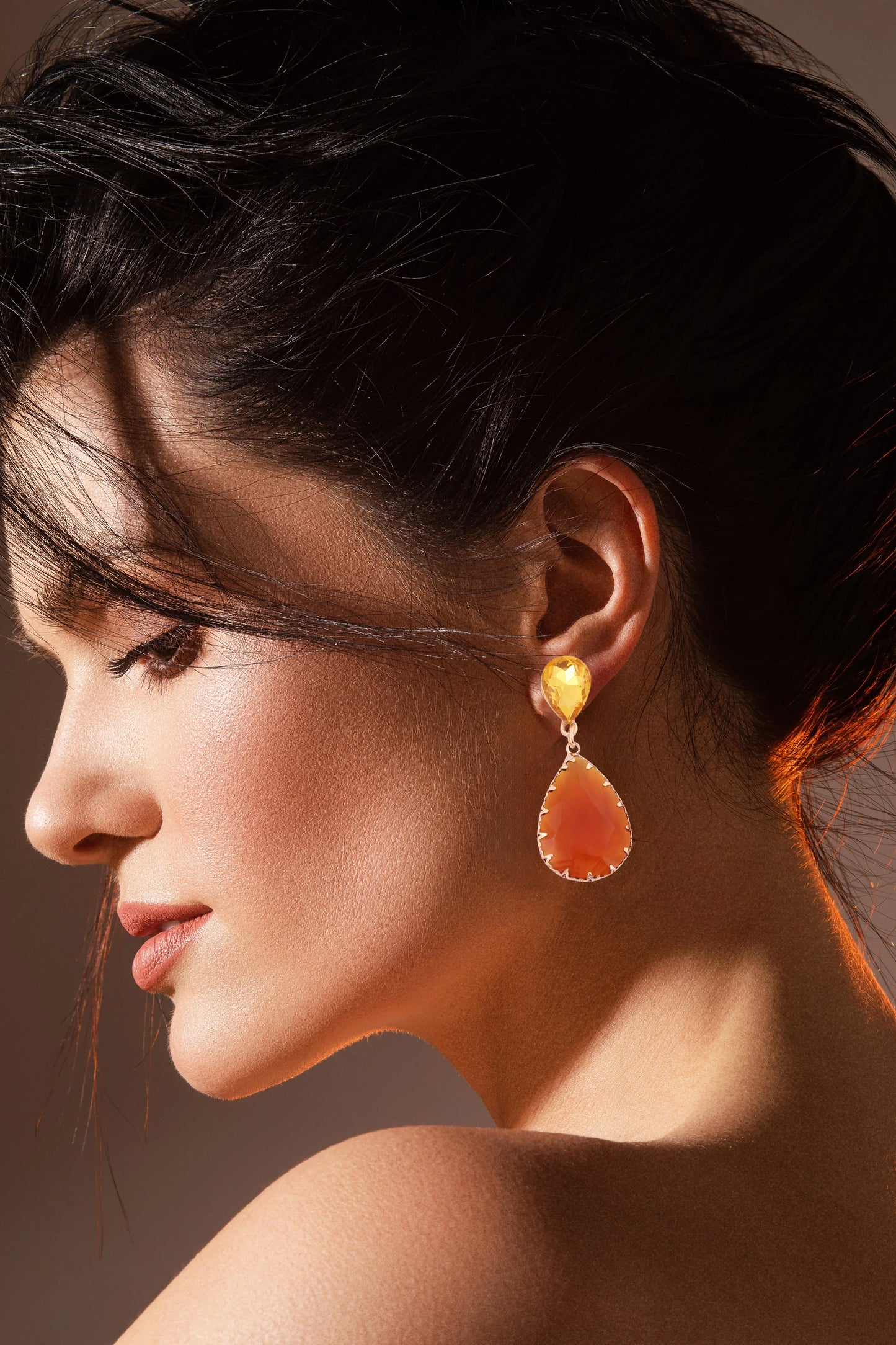 Citrine & Carnelian Drop Earrings - Amulya Gems
