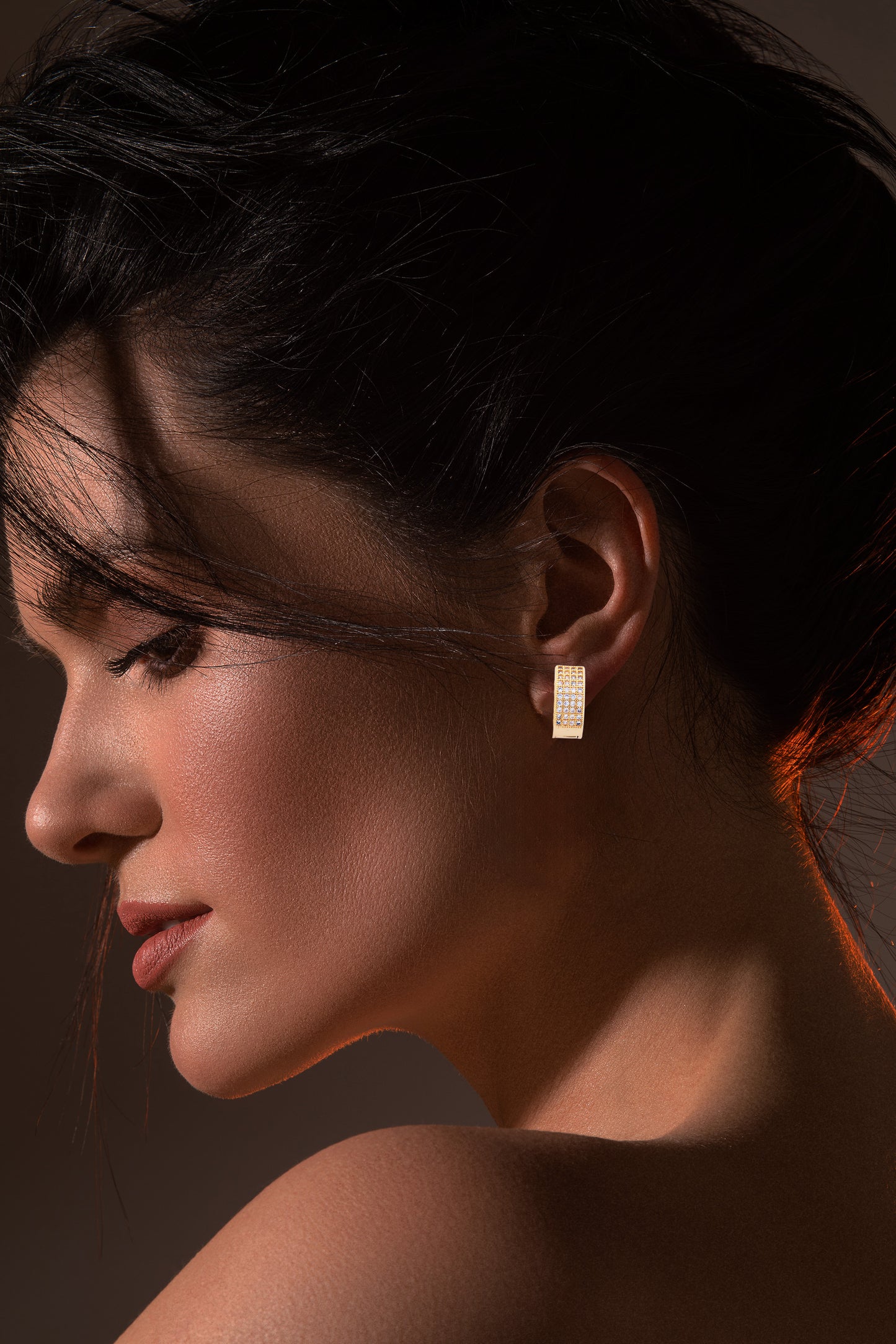 Classic Gold-Plated Diamond Studded Hoop Earrings - Amulya Gems