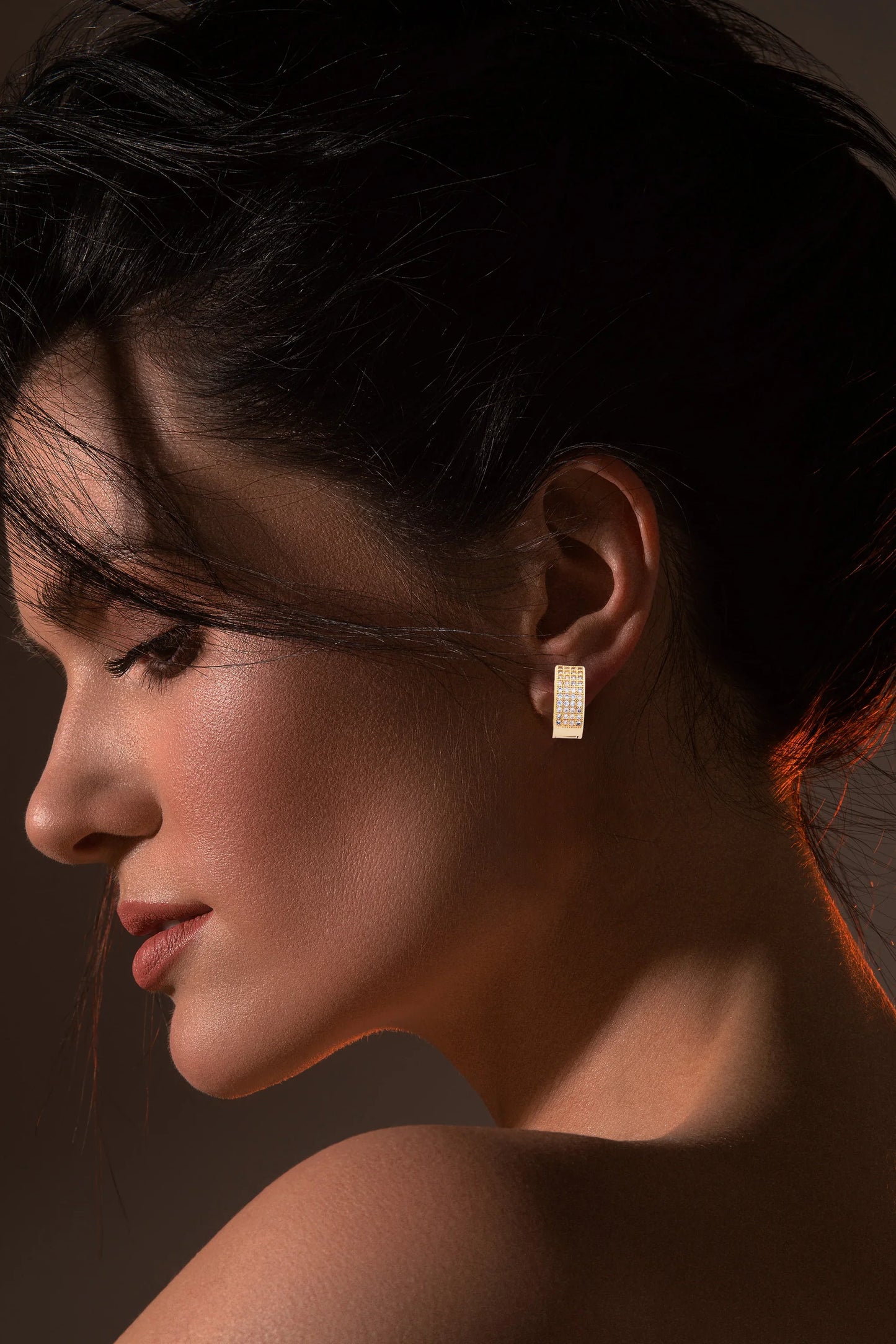 Classic Gold-Plated Diamond Studded Hoop Earrings - Amulya Gems