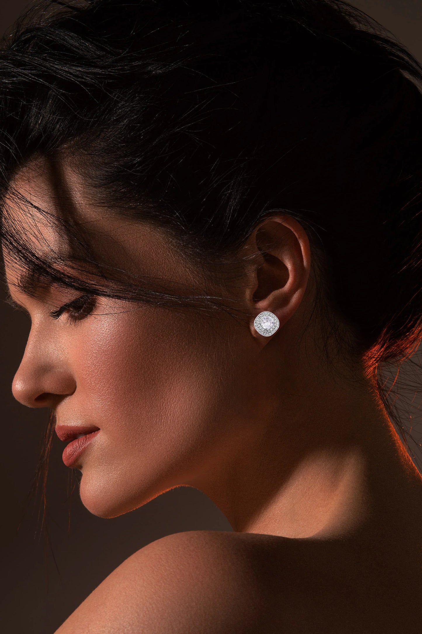 Sparkling Zircon Halo Stud Earrings - Amulya Gems