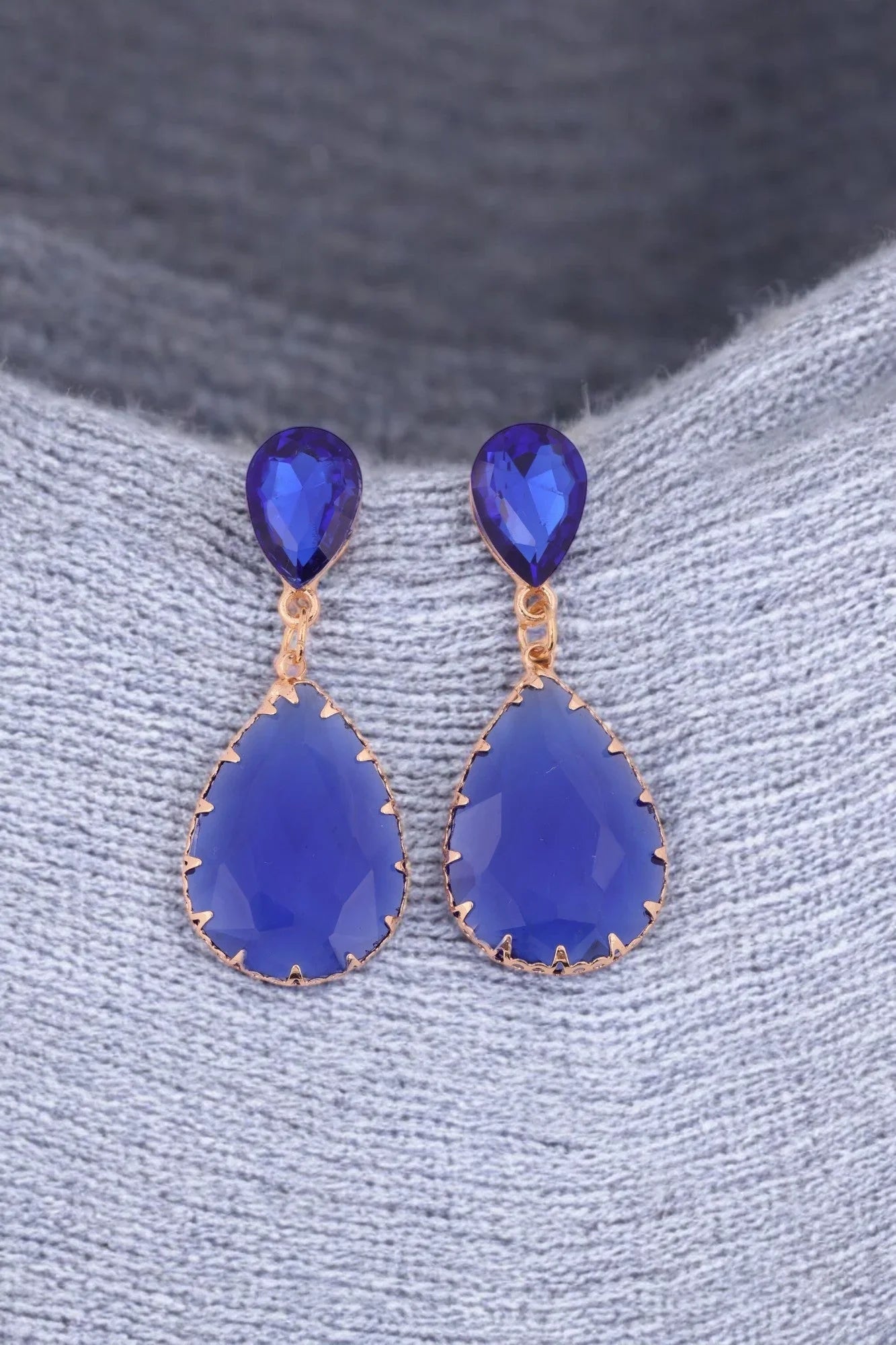 Sapphire Blue Drop Earrings - Amulya Gems