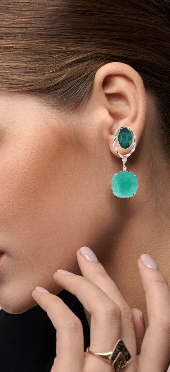 Emerald Majesty Dangle Earrings - Amulya Gems