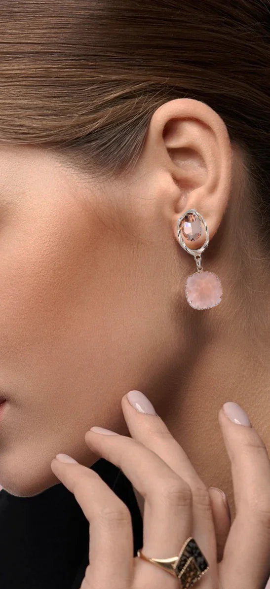 Rose Radiance Drop Earrings - Amulya Gems