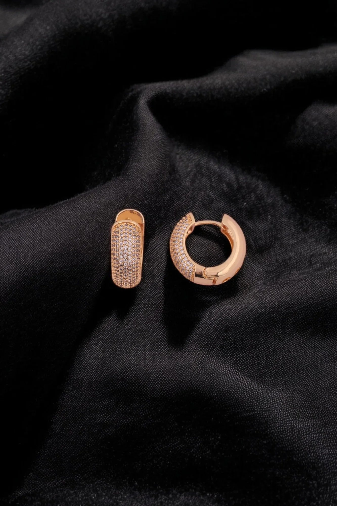 Luxurious Gold Pave Hoop Earrings - Amulya Gems