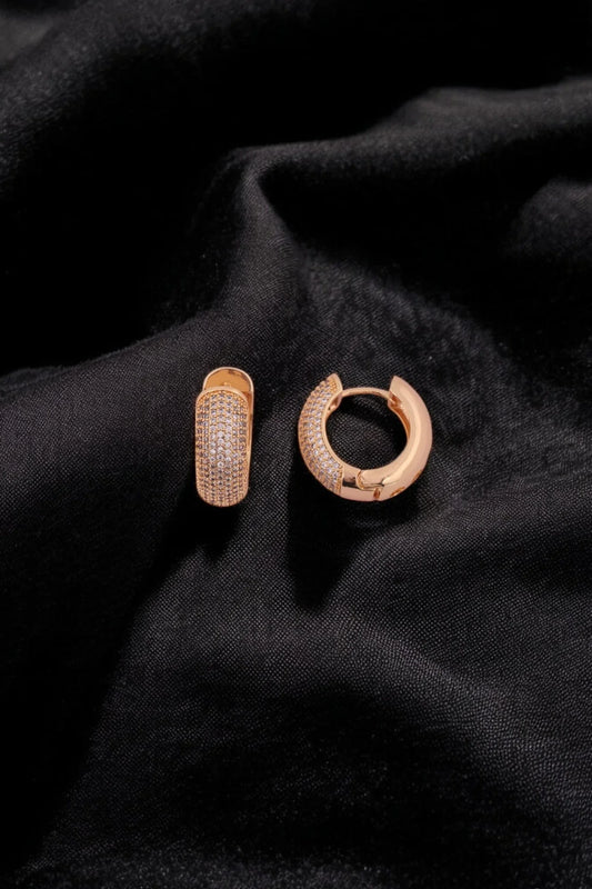 Luxurious Gold Pave Hoop Earrings - Amulya Gems