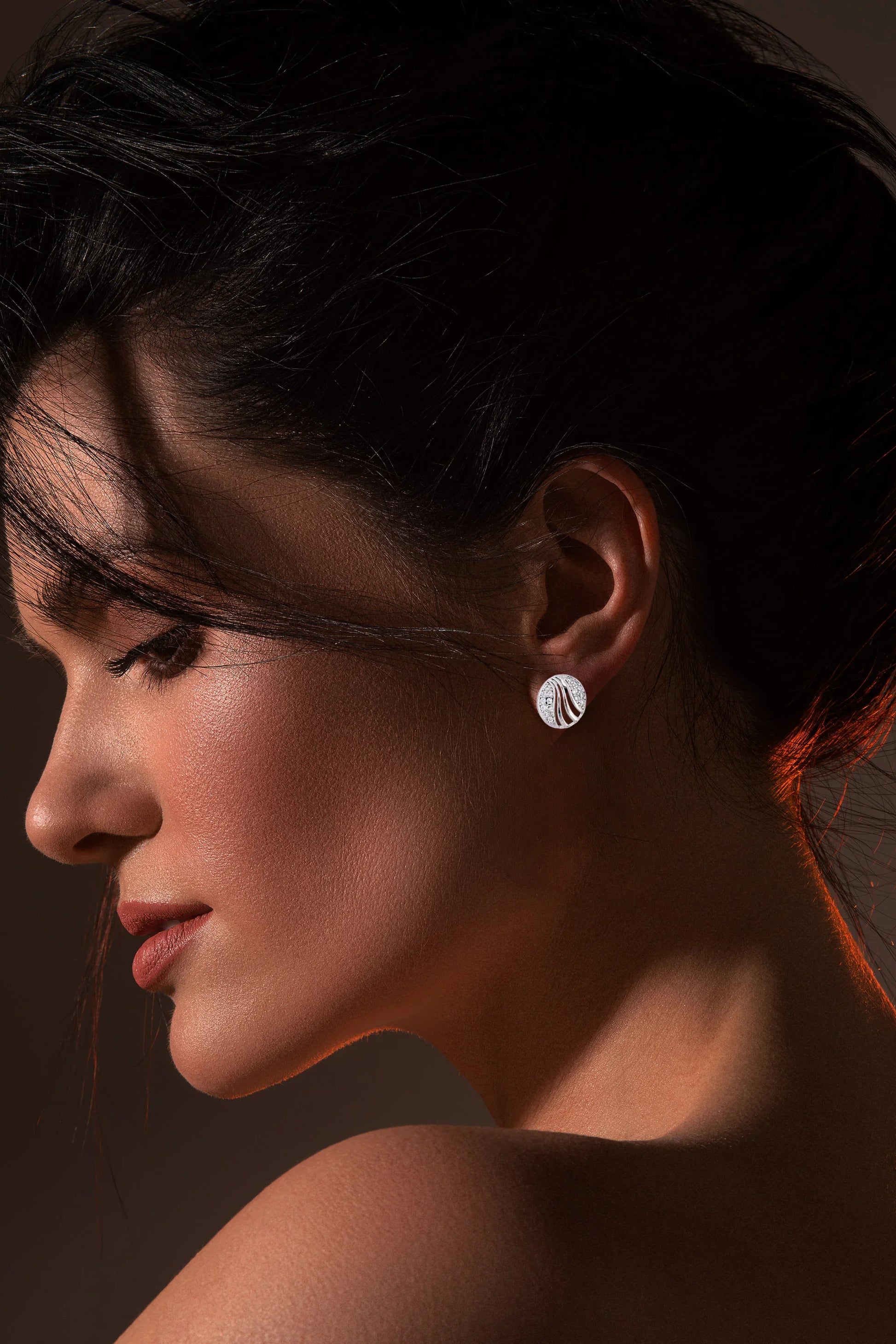 Silver Wave Stud Earrings - Amulya Gems