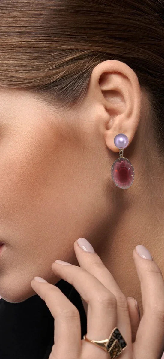 Royal Amethyst Drop Earrings - Amulya Gems