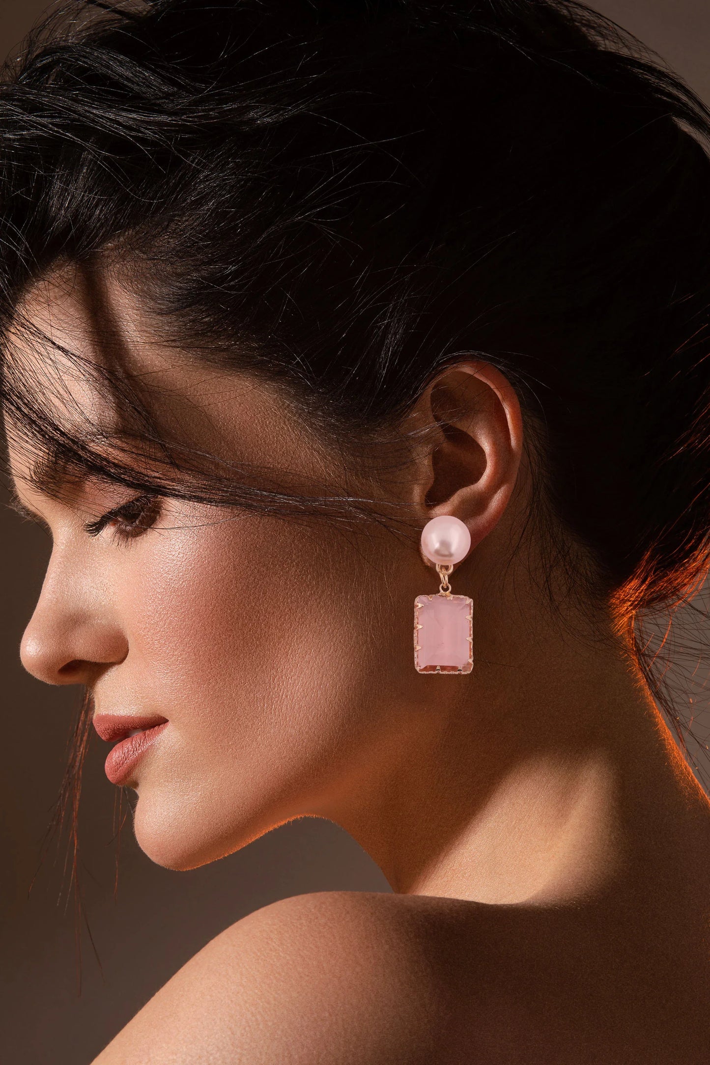 Blush Pink Pearl Drop Earrings - Amulya Gems