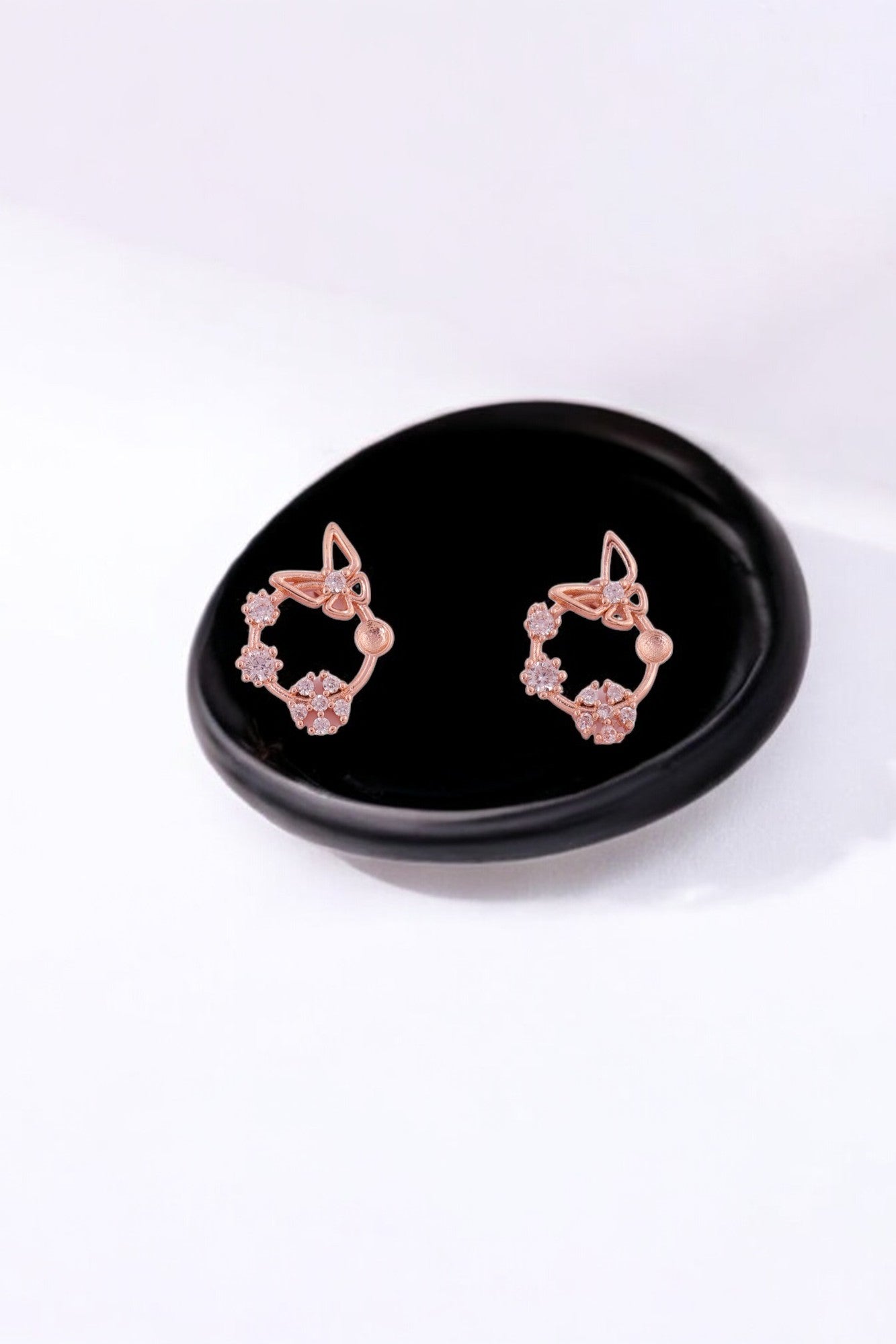 Blossom Charm Hoop Studs - Amulya Gems