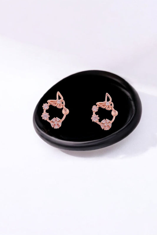 Blossom Charm Hoop Studs - Amulya Gems