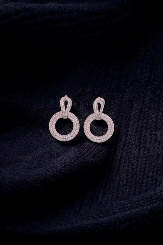 Diamond Halo Hoop Earrings - Amulya Gems