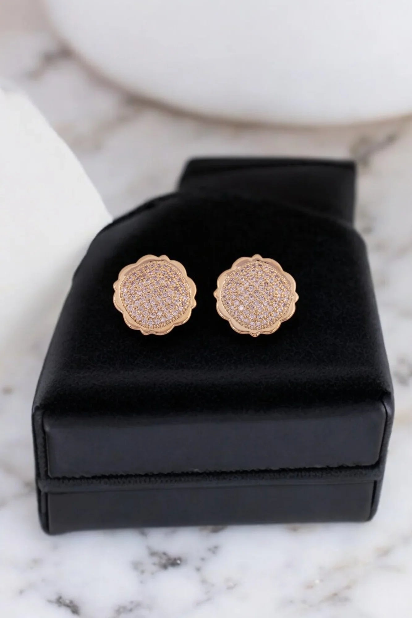 Elegant Gold-Plated Floral Stud Earrings - Amulya Gems