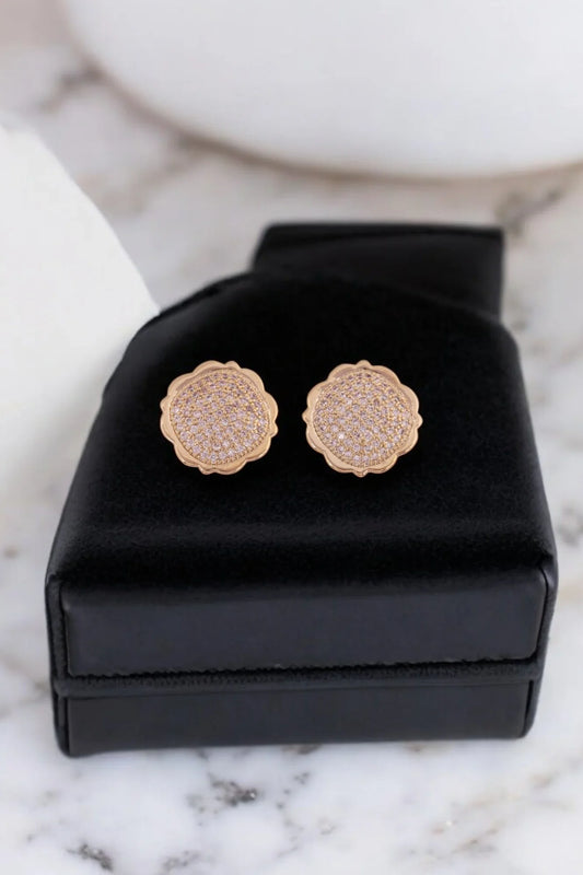 Elegant Gold-Plated Floral Stud Earrings - Amulya Gems