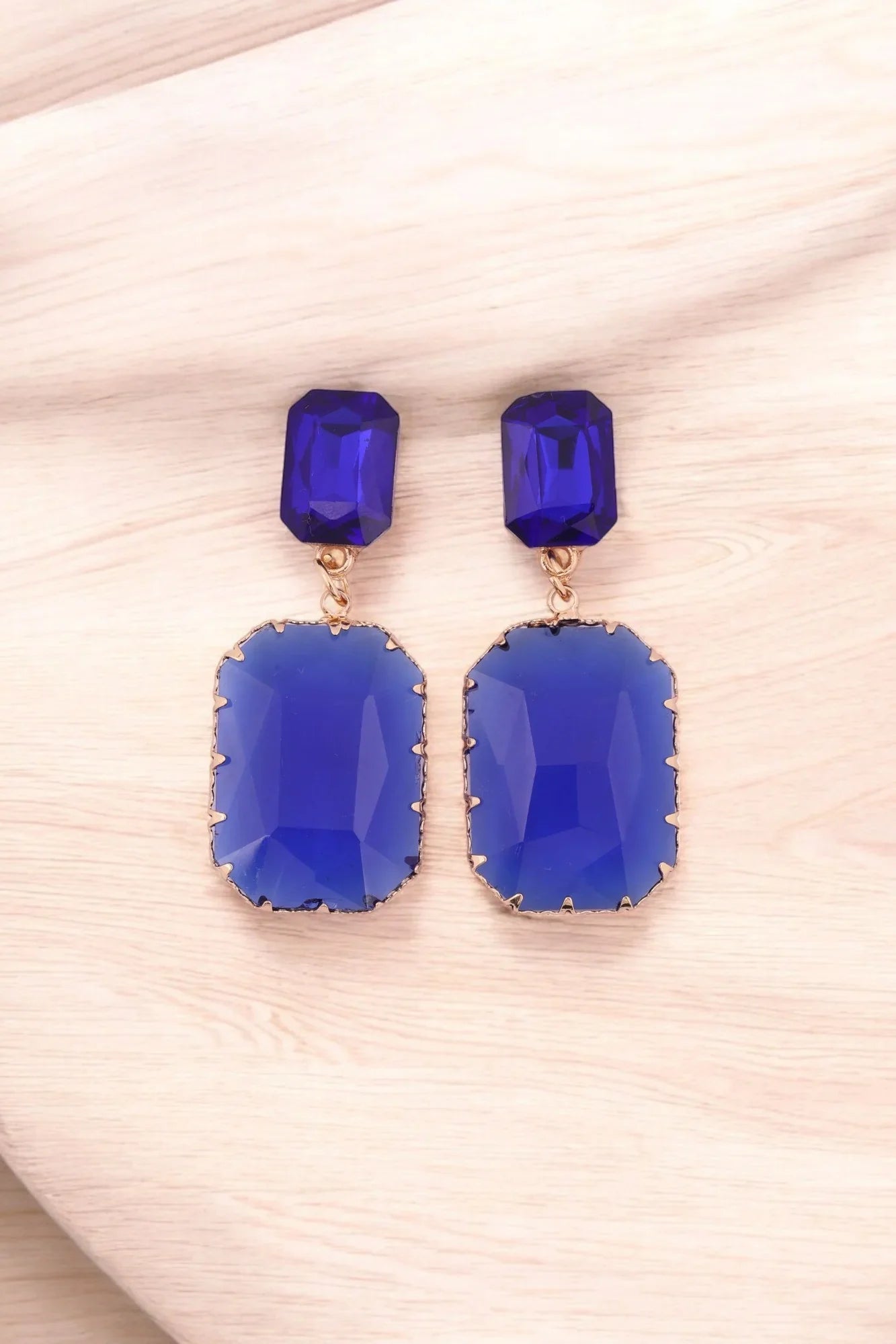 Royal Blue Crystal Drop Earrings - Amulya Gems