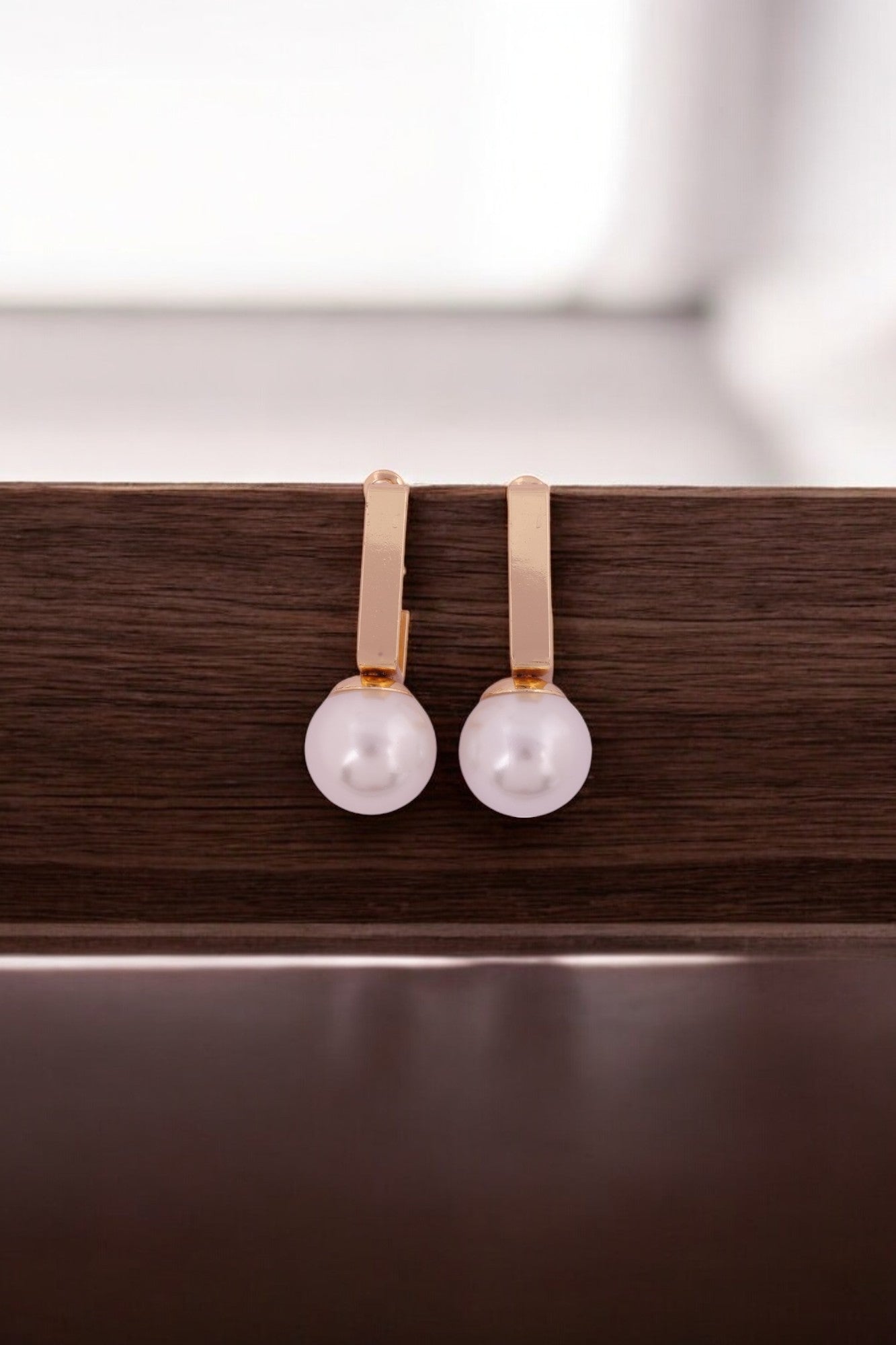Elegant Gold-Plated Pearl Drop Earrings - Amulya Gems