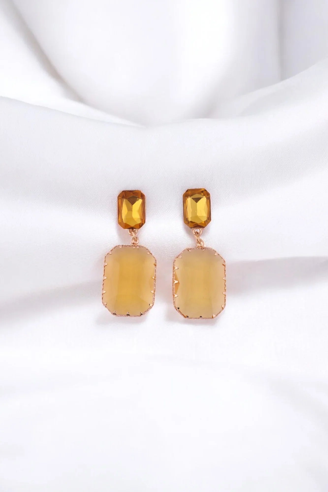 Elegant Yellow-Toned Statement Earrings - Amulya Gems