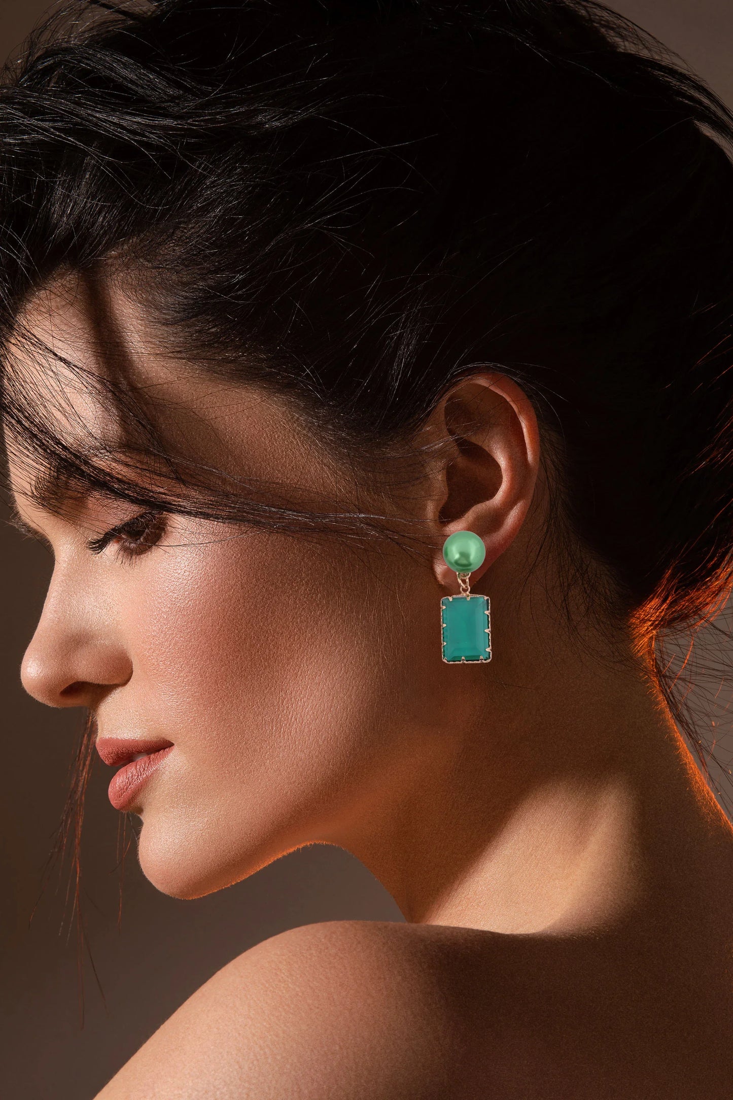 Elegant Emerald Green Drop Earrings - Amulya Gems