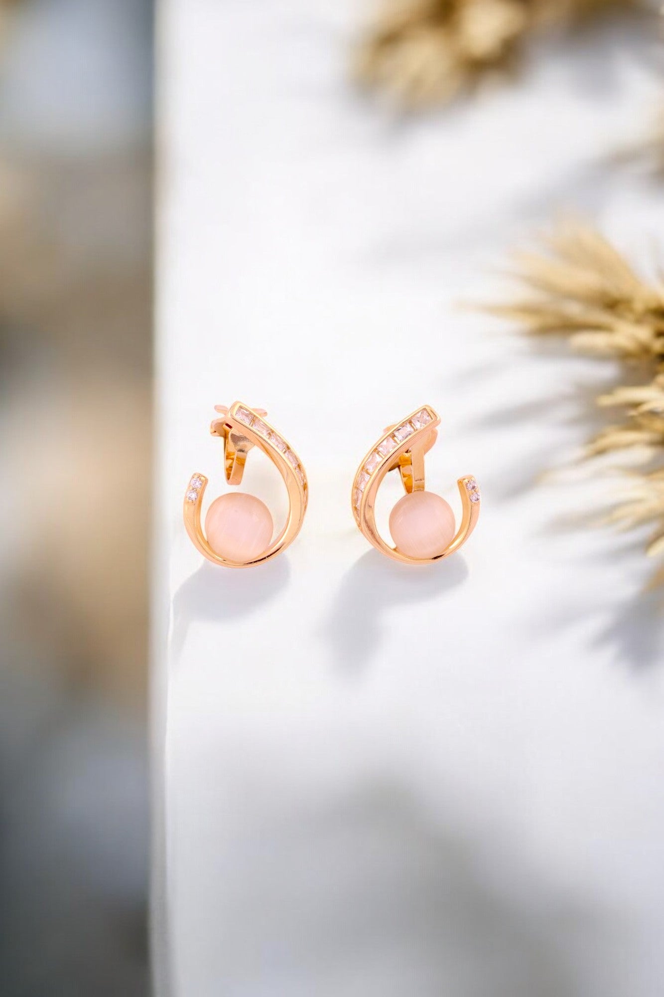 Luxe Curve Pearl Drop Earrings - Amulya Gems