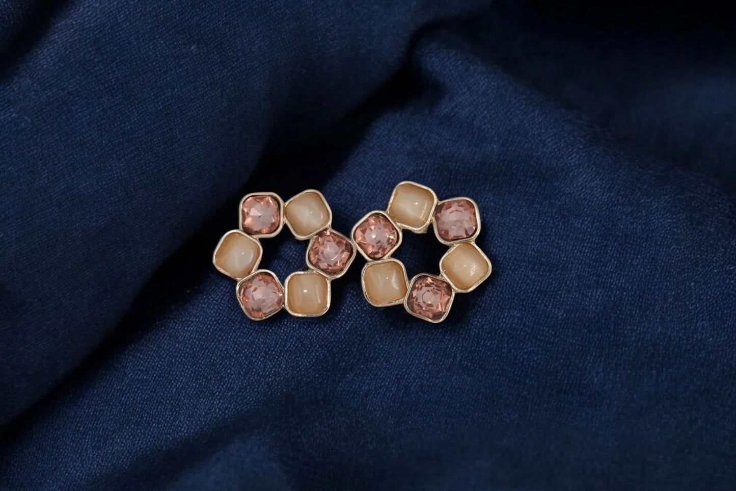 Blush Elegance Stud Earrings - Amulya Gems