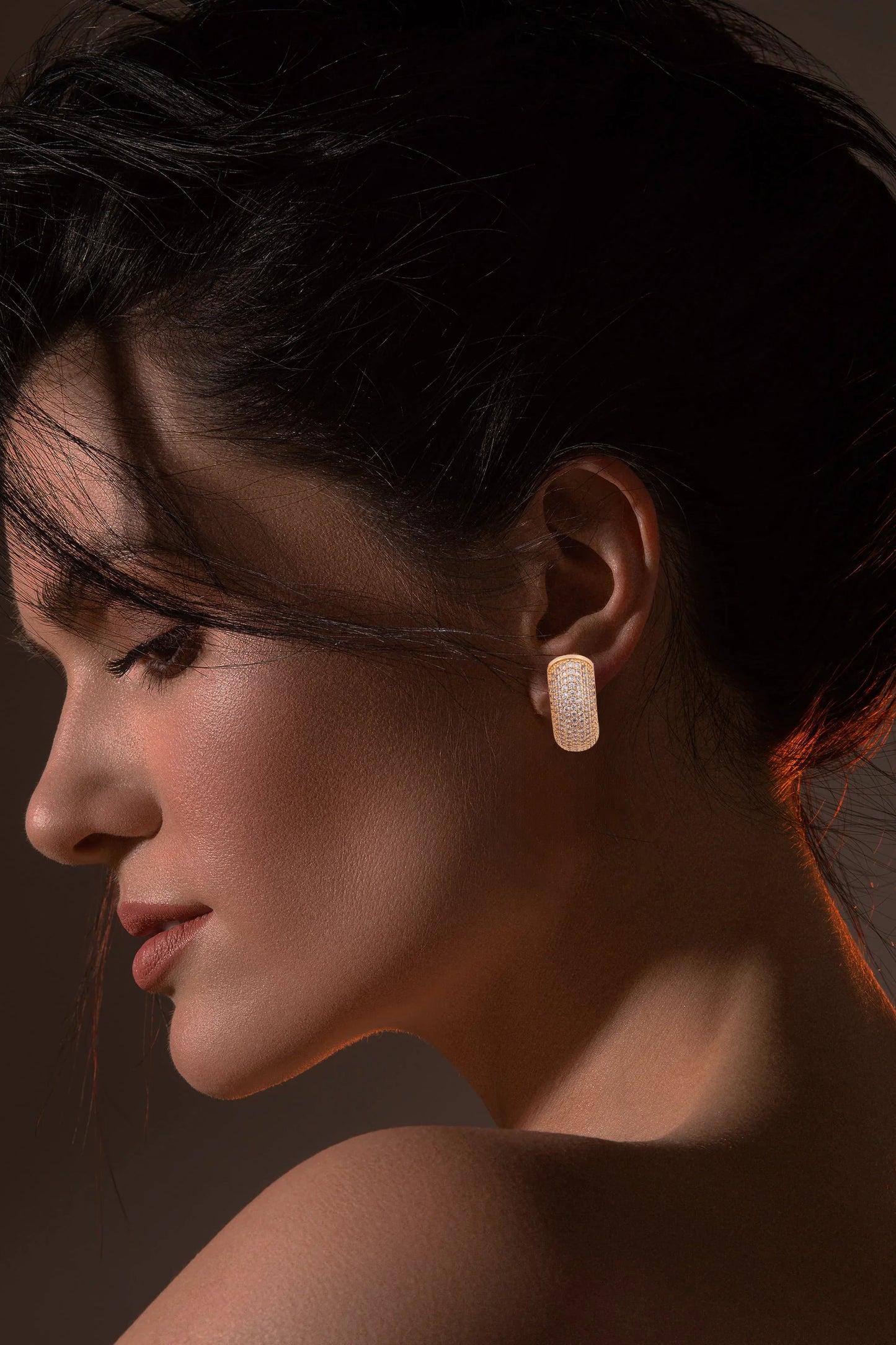 Luxurious Gold Pave Hoop Earrings - Amulya Gems