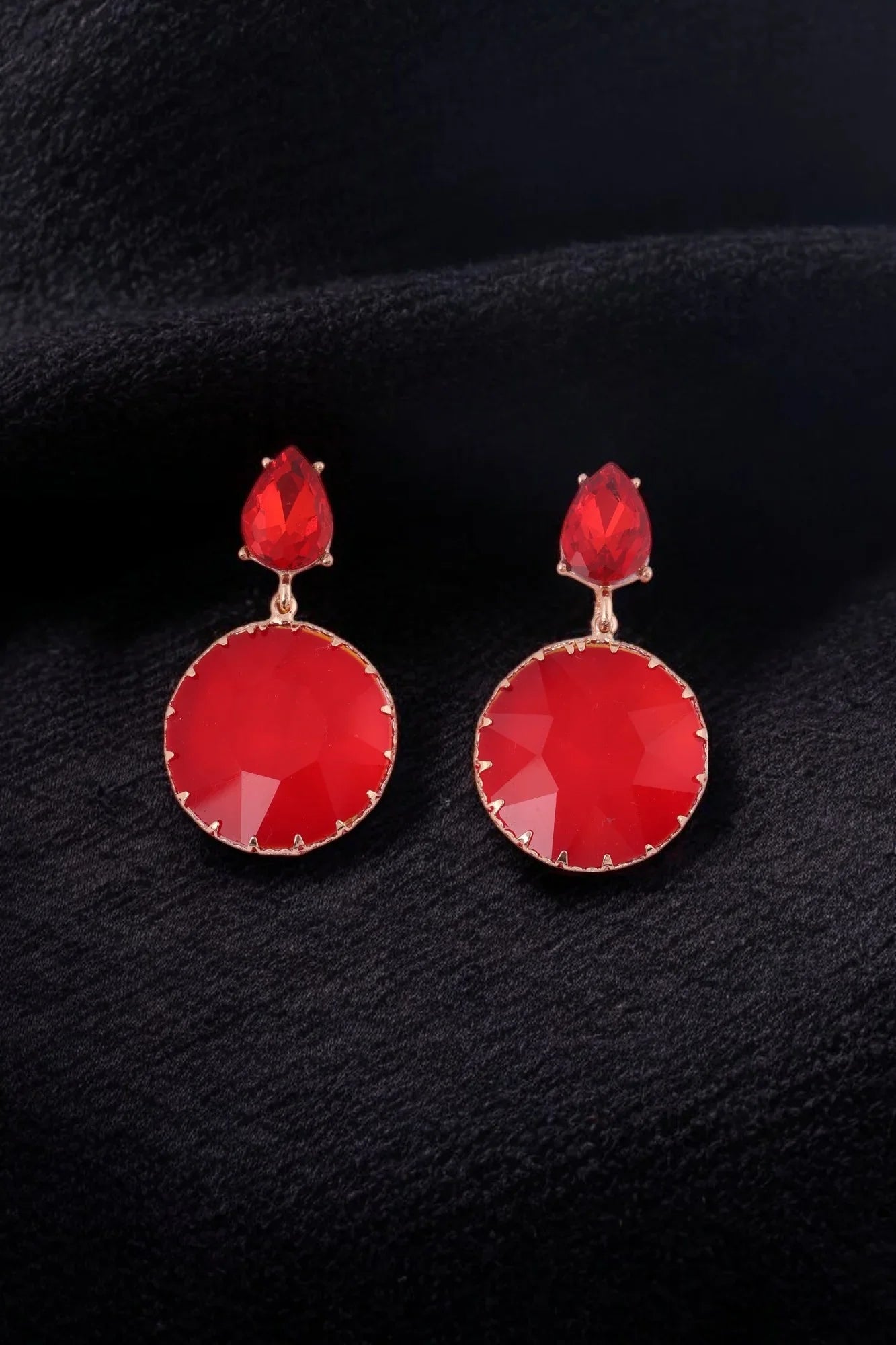 Scarlet Radiance Drop Earrings - Amulya Gems