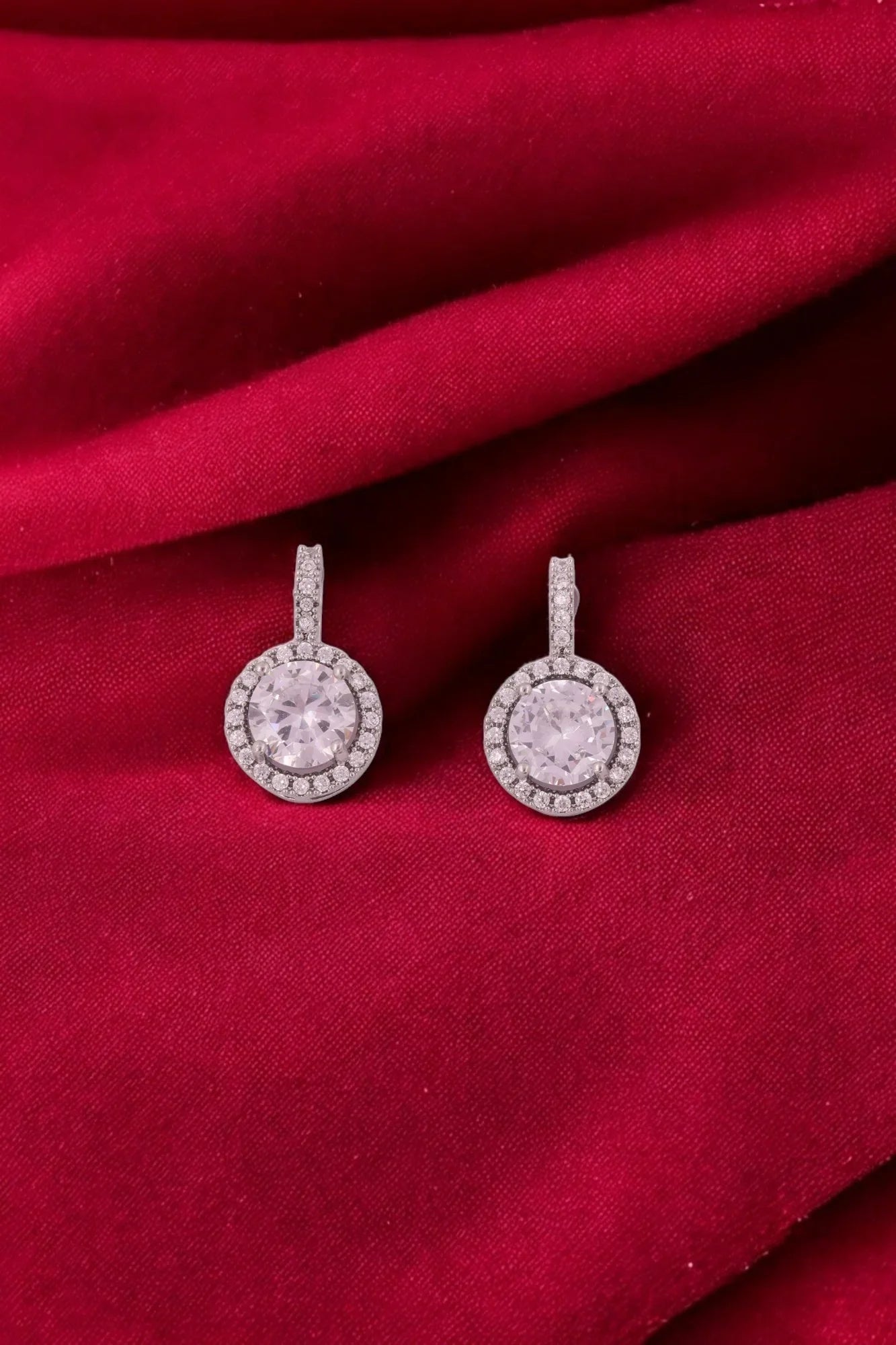 Elegant Halo Drop Earrings - Amulya Gems