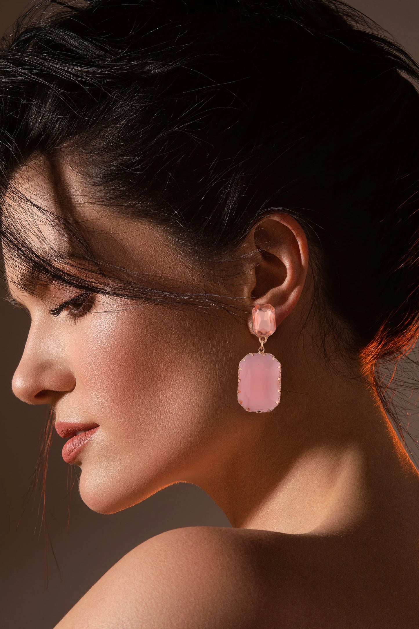 Blush Pink Gemstone Drop Earrings - Amulya Gems