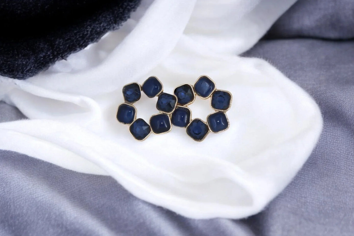 Blue Glamour Stud Earrings - Amulya Gems