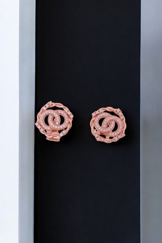 Rose Gold Twisted Glam Earrings - Amulya Gems