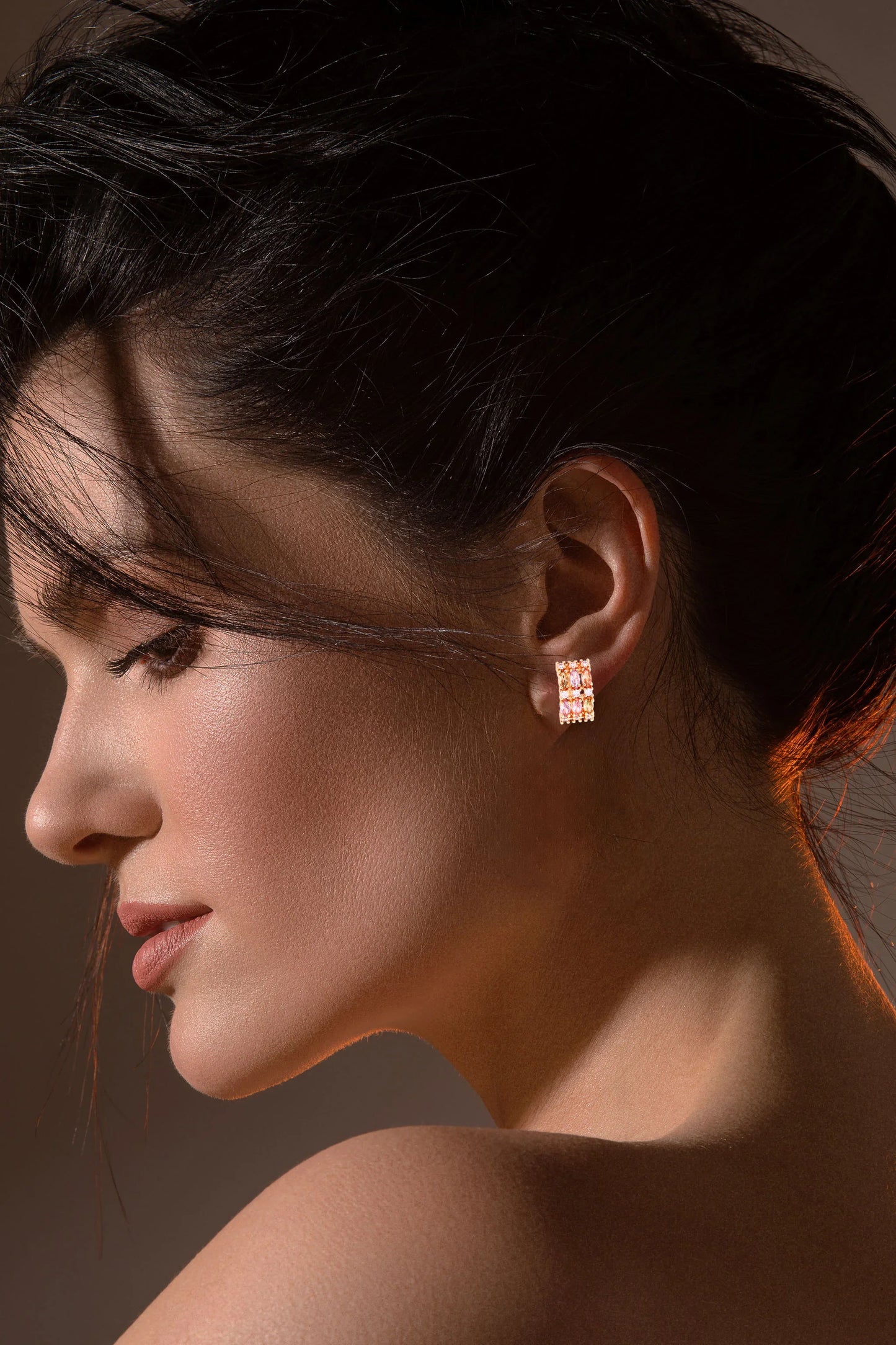 Elegant Rose Gold Multicolor Gemstone Earrings - Amulya Gems