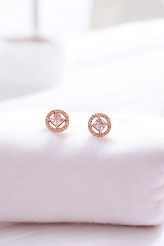 Dazzling Gold Crystal Stud Earrings - Amulya Gems