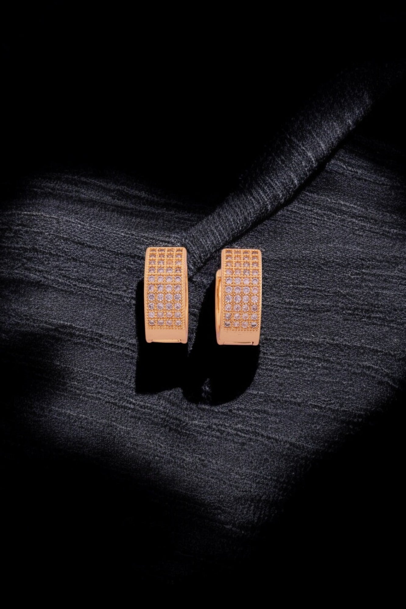 Classic Gold-Plated Diamond Studded Hoop Earrings - Amulya Gems