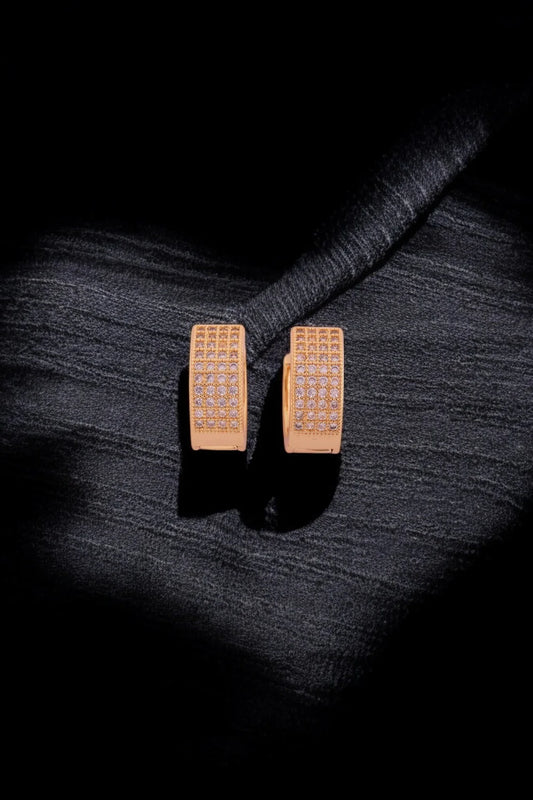Classic Gold-Plated Diamond Studded Hoop Earrings - Amulya Gems