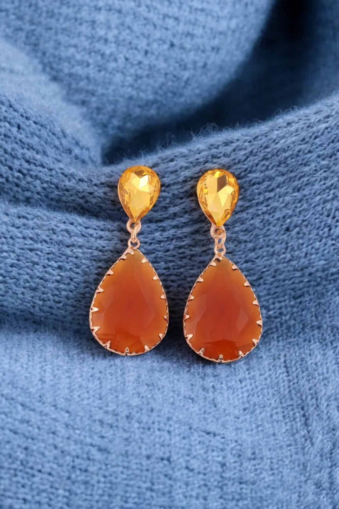 Citrine & Carnelian Drop Earrings - Amulya Gems