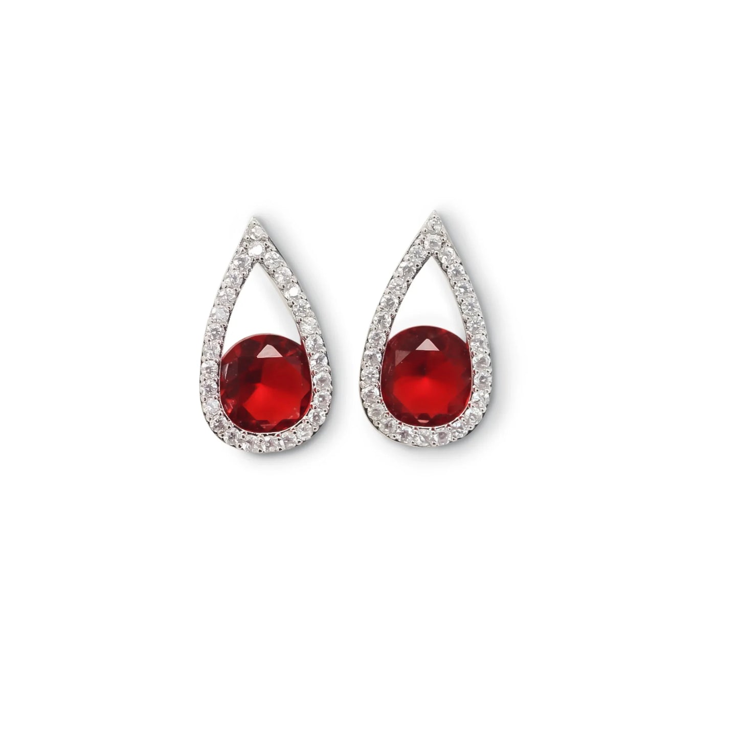 Red Dazzles Stud Earrings - Amulya Gems