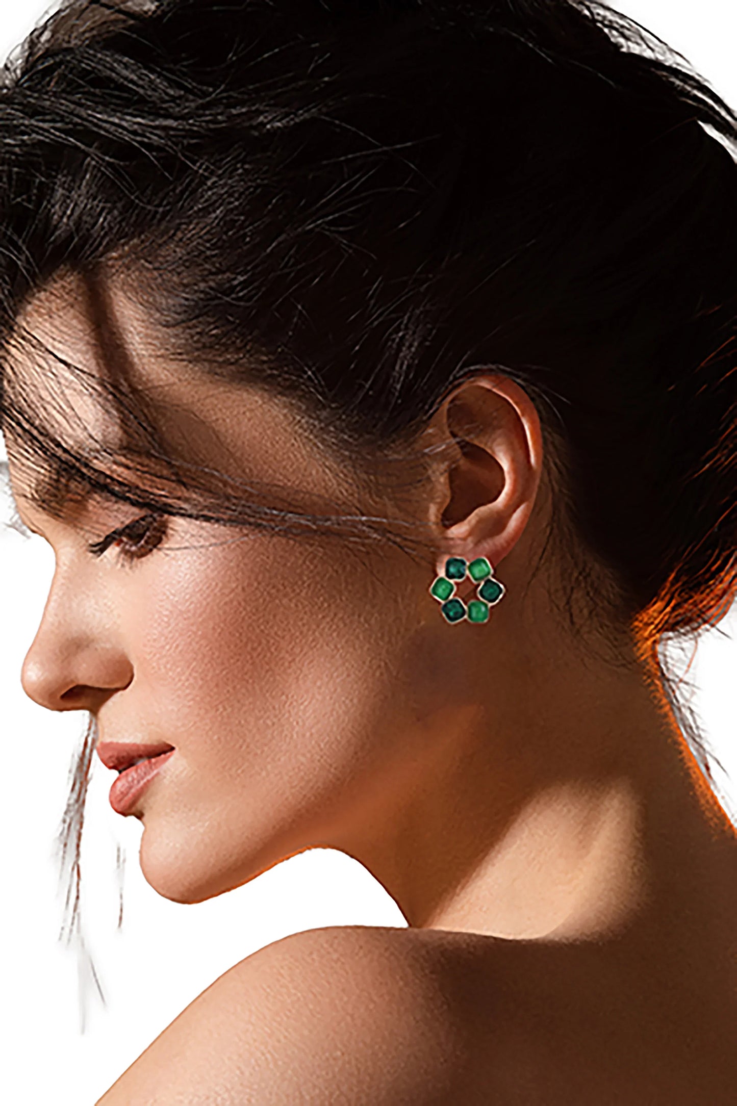 Green Glamour Stud Earrings - Amulya Gems
