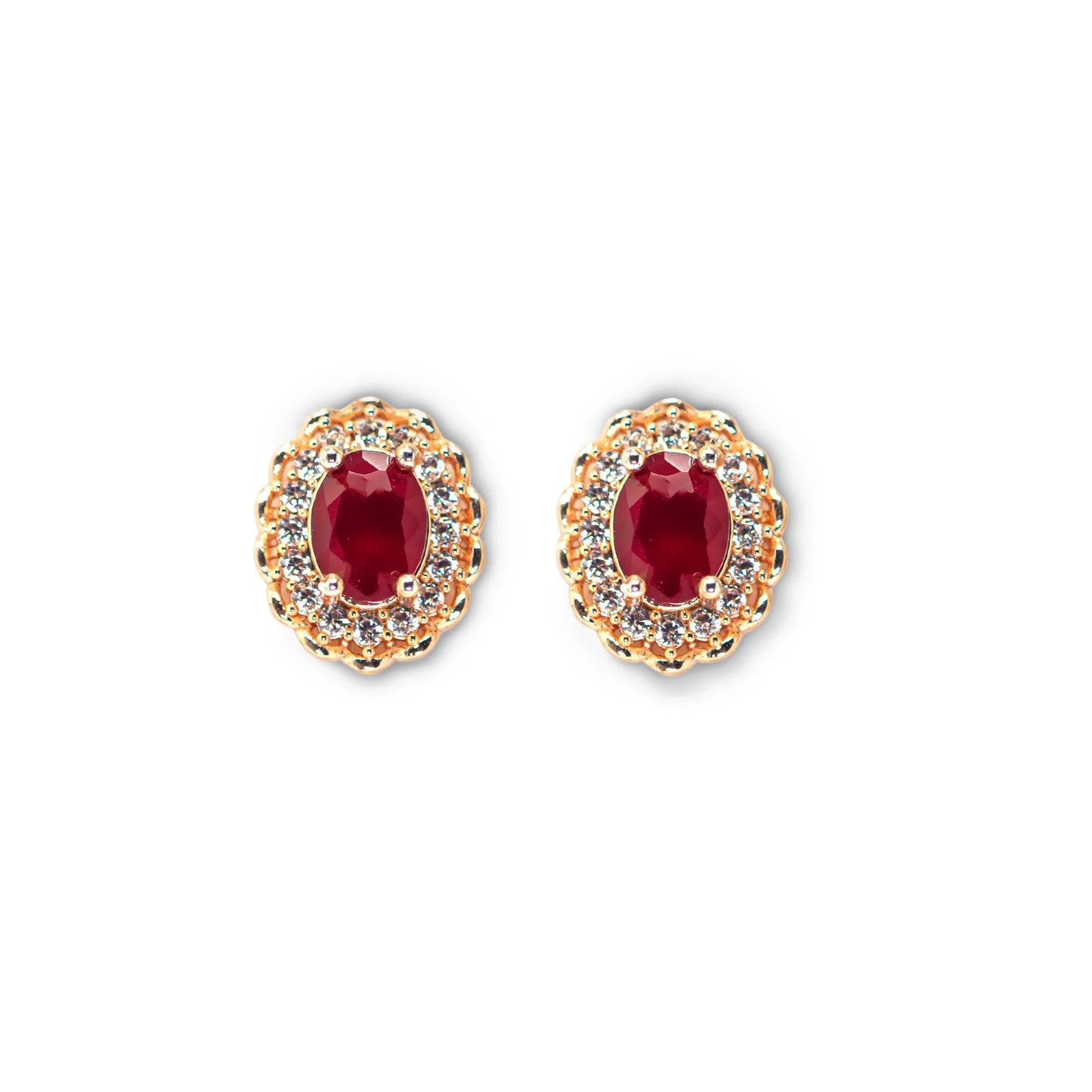 Scarlet Embrace Gold Plated Stud Earrings - Amulya Gems