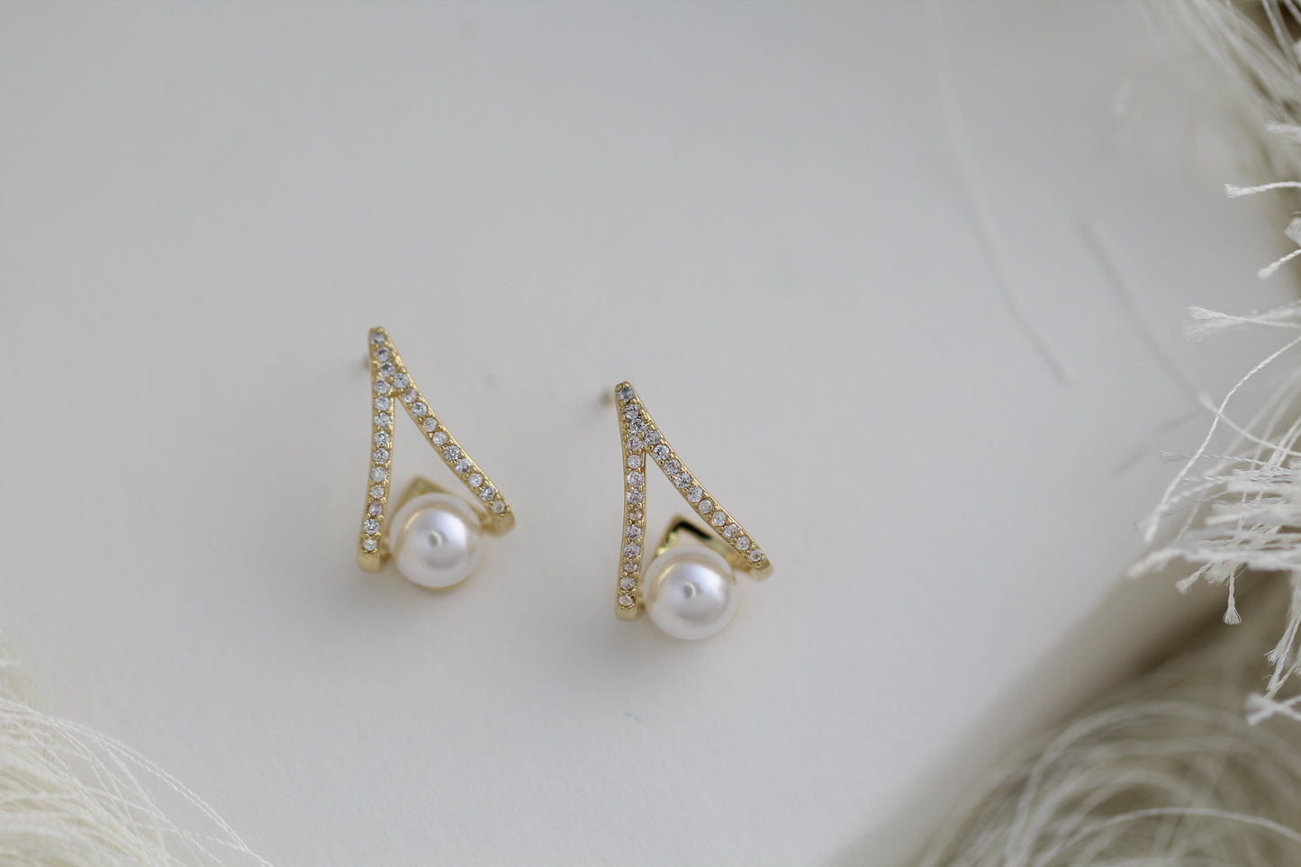 Ellen Pearl Drop Stud Earrings - Amulya Gems