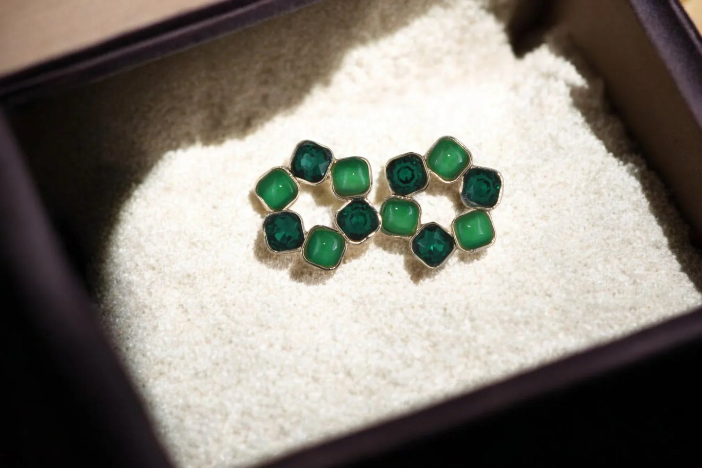 Green Glamour Stud Earrings - Amulya Gems