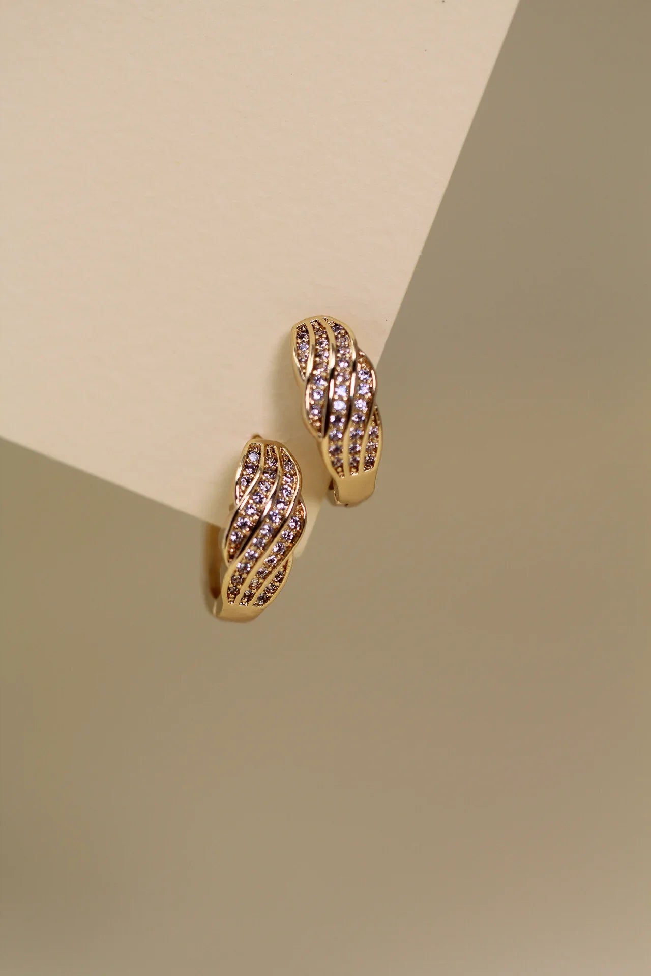 Pink Dazzle Gold Plated Hoop Earrings - Amulya Gems