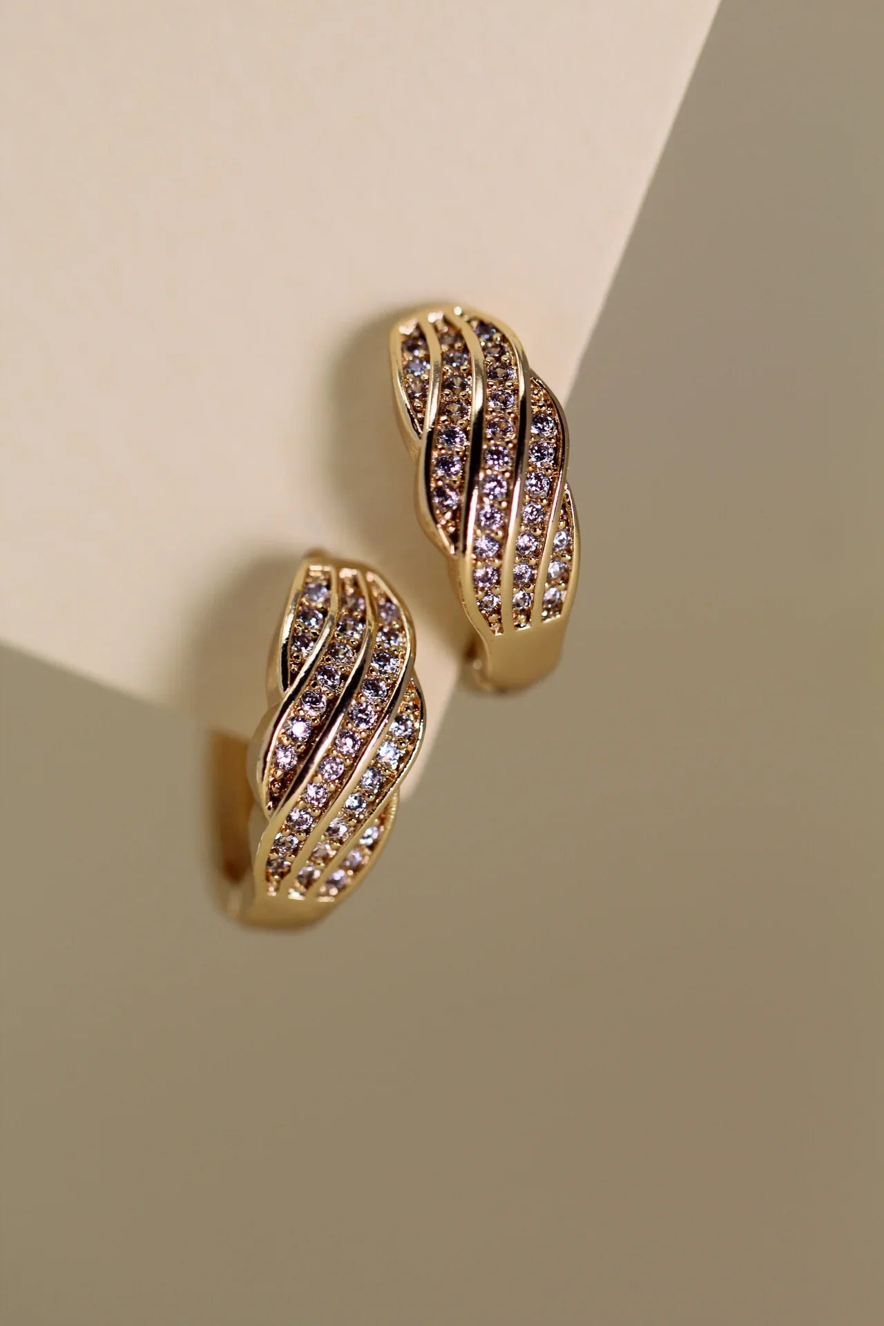 Pink Dazzle Gold Plated Hoop Earrings - Amulya Gems