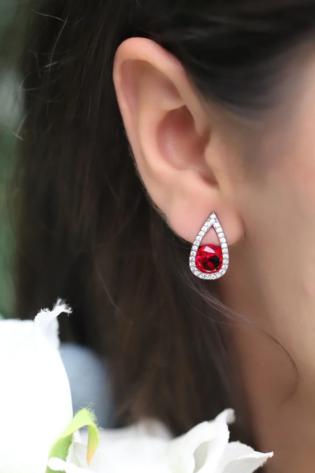 Red Dazzles Stud Earrings - Amulya Gems