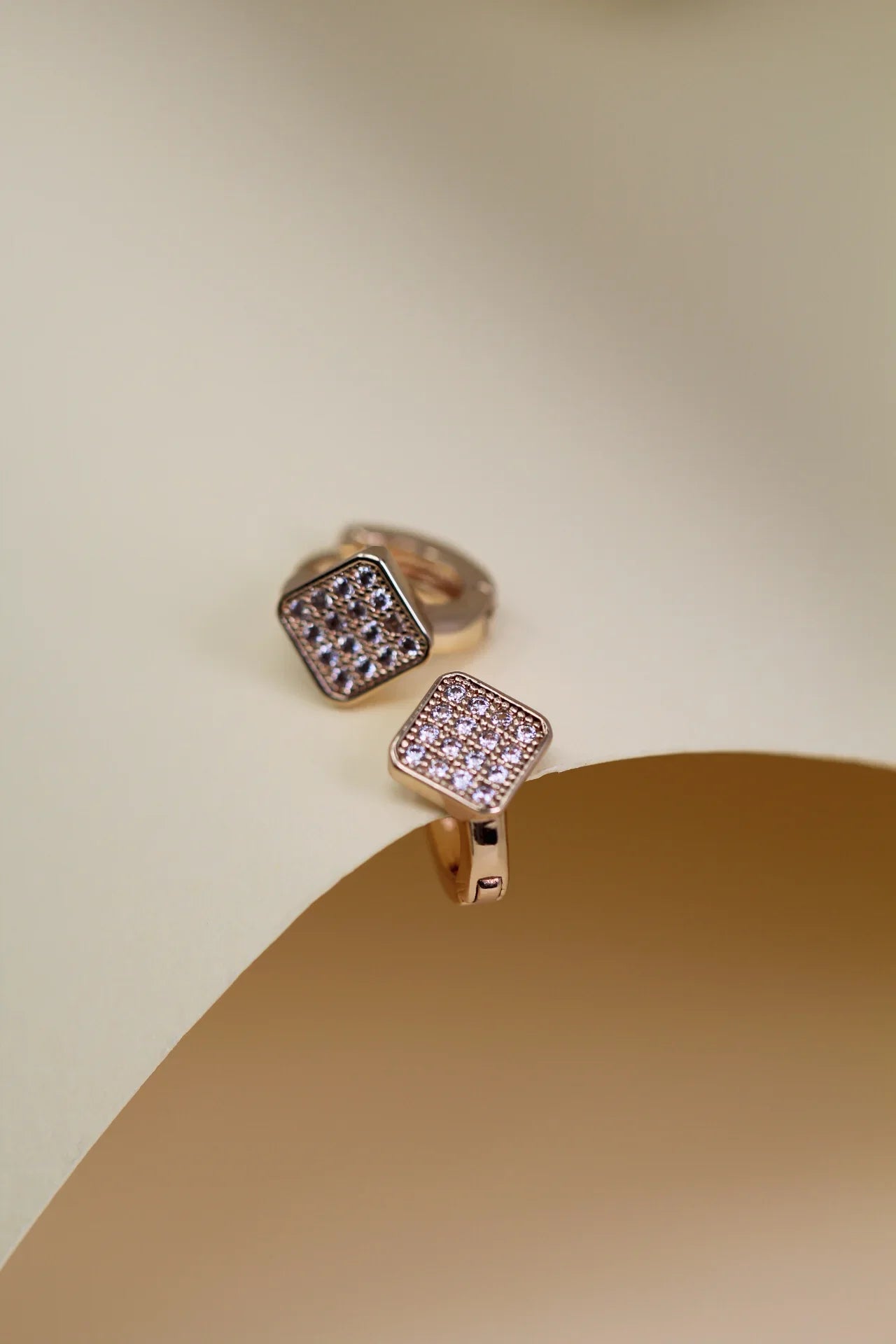 Cube Glitter Gold Plated Hoop Earrings - Amulya Gems