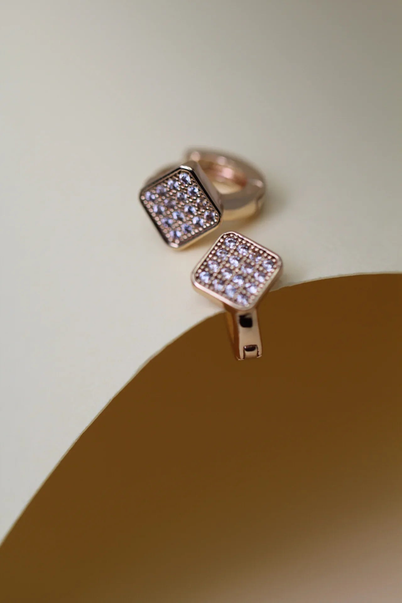 Cube Glitter Gold Plated Hoop Earrings - Amulya Gems
